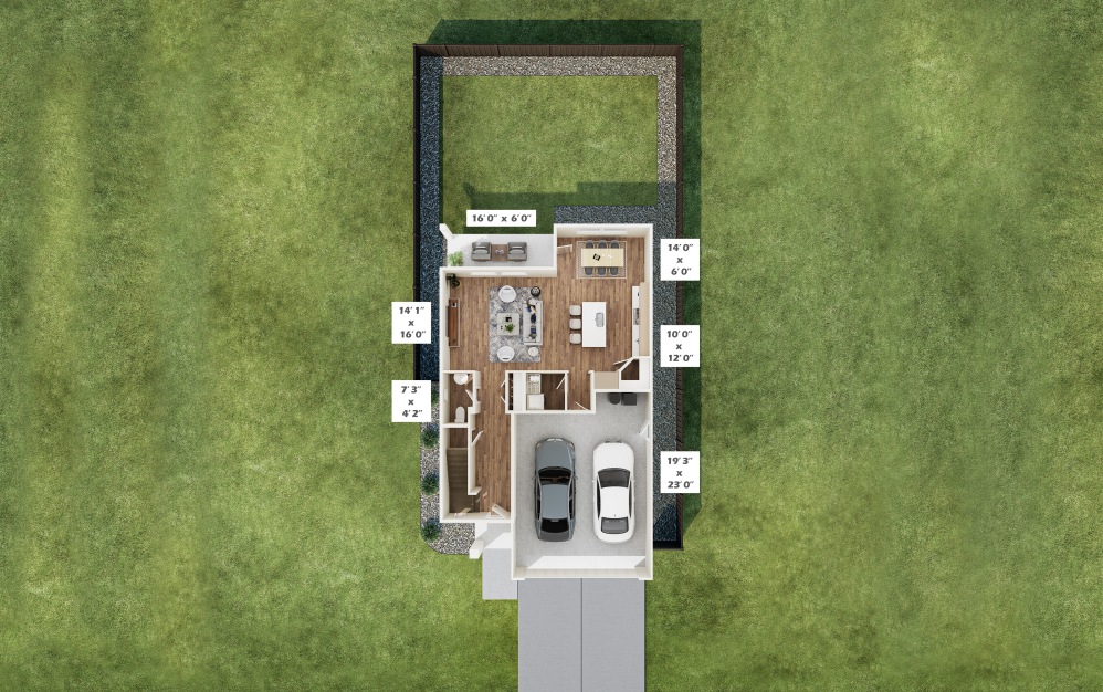 4 Bedroom Traditional Home - 4 bedroom floorplan layout with 2.5 bathrooms and 1940 square feet (Floor  1
)