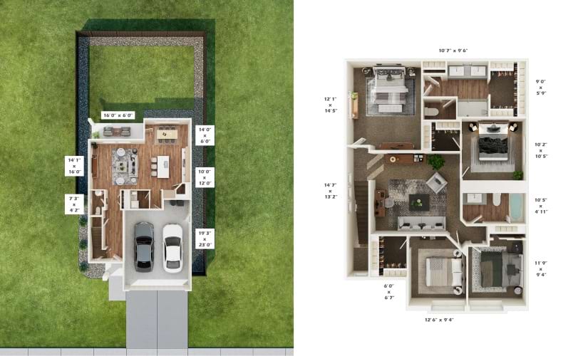 1940 Traditional Home - 4 bedroom floorplan layout with 2.5 bathrooms and 1940 square feet