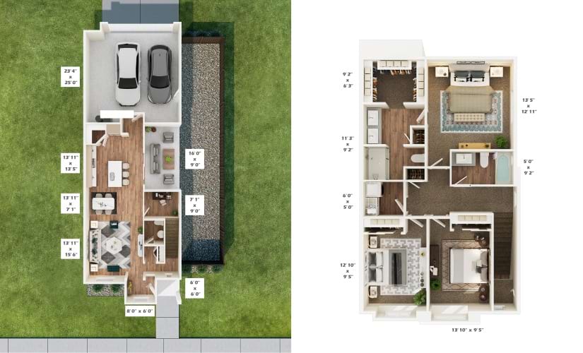 1695 Townhome - 3 bedroom floorplan layout with 2.5 bathrooms and 1695 square feet